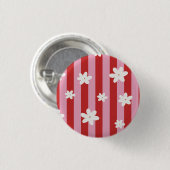 Badge Rond 2,50 Cm Fleur à rayure rouge et rose (Devant & derrière)