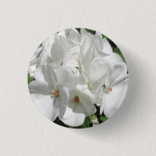 Badge Rond 2,50 Cm Fleur de géranium blanc délicate