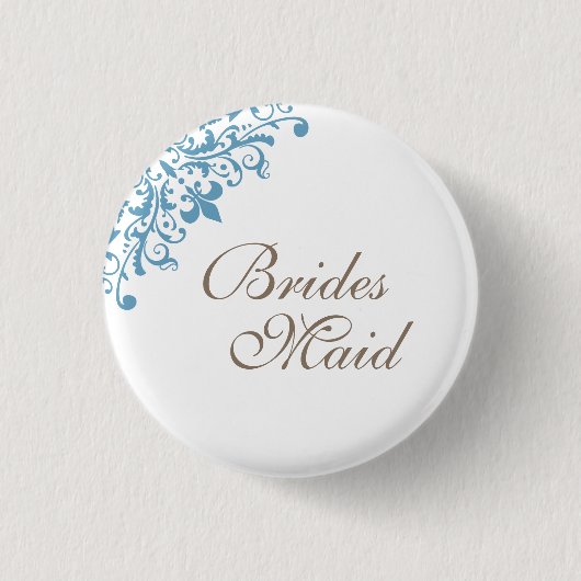 Badge Rond 2,50 Cm Fleur de Lis Script Bridesmaid (Devant)