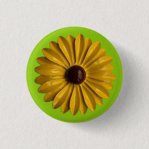 Badge Rond 2,50 Cm Fleur de marguerite jaune - Bouquet Jardin d'été