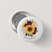 Badge Rond 2,50 Cm Fleur de tournesol de Bridesmaid (Devant & derrière)