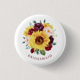 Badge Rond 2,50 Cm Fleur de tournesol de Bridesmaid