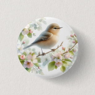 Badge Rond 2,50 Cm Fleur d'eau de cerisier de printemps aquarelle