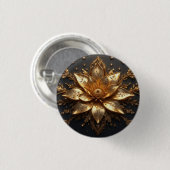 Badge Rond 2,50 Cm Fleur d'Or Luxueuse (Devant & derrière)