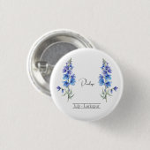 Badge Rond 2,50 Cm Fleur du mois de naissance Juillet Larkspur (Devant & derrière)