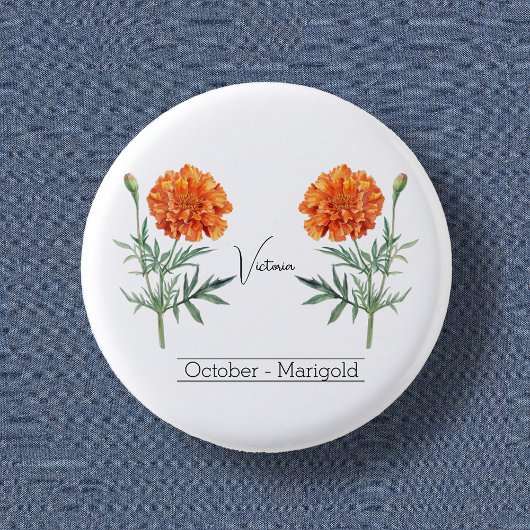 Badge Rond 2,50 Cm Fleur du mois de naissance Octobre Marigold