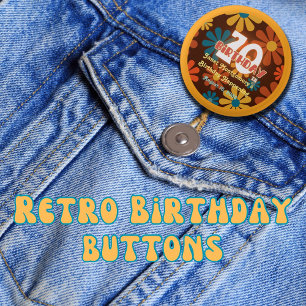 Badge Rond 2,50 Cm Fleur hippie rétro 70e anniversaire