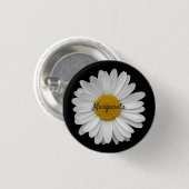 Badge Rond 2,50 Cm Fleur marguerite simple avec nom (Devant & derrière)