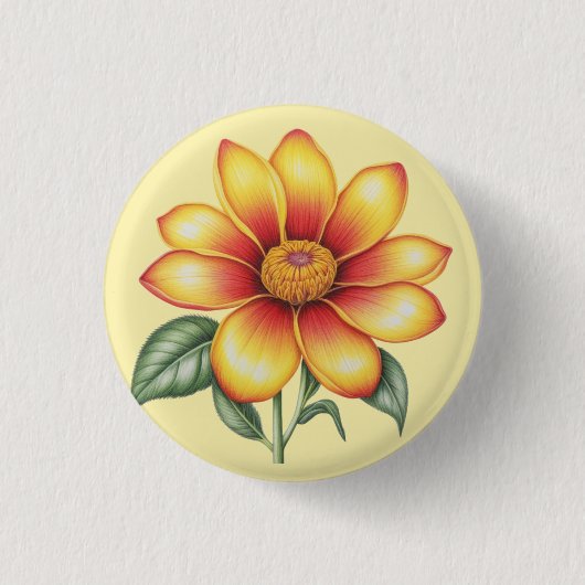 Badge Rond 2,50 Cm Fleur orange (Devant)