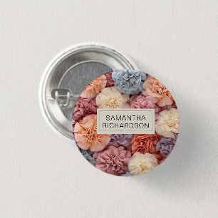 Badge Rond 2,50 Cm Fleur personnalisée rose