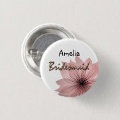 Badge Rond 2,50 Cm Fleur rose (Devant & derrière)