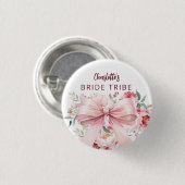 Badge Rond 2,50 Cm Fleur rose bow BriDE Tribe (Devant & derrière)