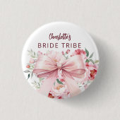 Badge Rond 2,50 Cm Fleur rose bow BriDE Tribe (Devant)