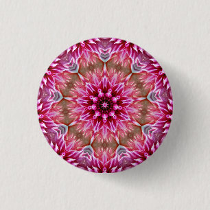 Badge Rond 2,50 Cm Fleur rose Mandala géométrique Motif-67545 Keycha