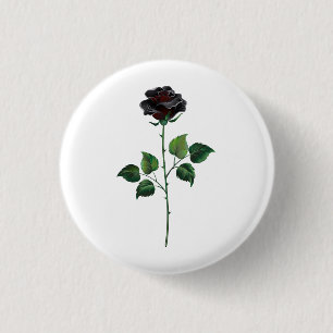 Badge Rond 2,50 Cm Fleur rose noire