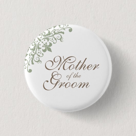 Badge Rond 2,50 Cm Fleur verte de Lis Script Mère de la chambre (Devant)