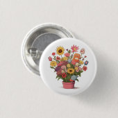 Badge Rond 2,50 Cm Fleurs, bouquet, pot de fleurs (Devant & derrière)