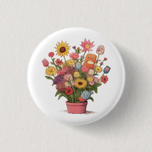 Badge Rond 2,50 Cm Fleurs, bouquet, pot de fleurs