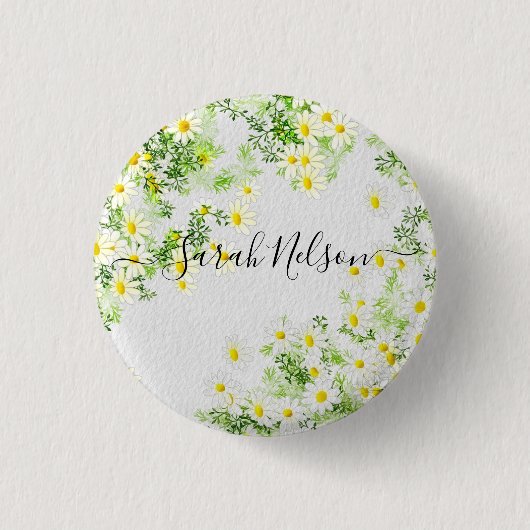 Badge Rond 2,50 Cm Fleurs chamomiles jaunes (Devant)