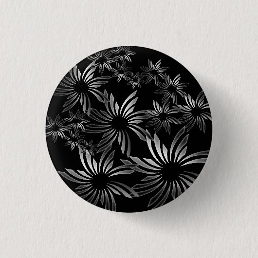 Badge Rond 2,50 Cm Fleurs d'argent (Devant)