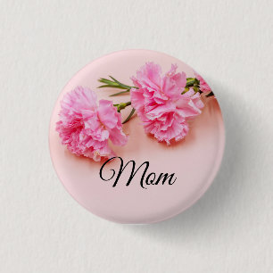 Badge Rond 2,50 Cm Fleurs de carnation roses La mère de la Fête des