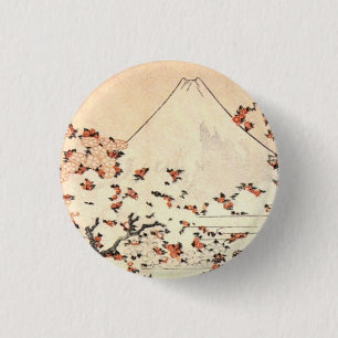 Badge Rond 2,50 Cm Fleurs de cerisier sous le mont Fuji