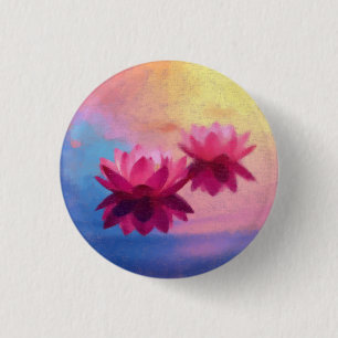 Badge Rond 2,50 Cm Fleurs de Lotus Abstraites vibrantes