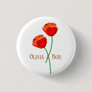 Badge Rond 2,50 Cm Fleurs de pavot rouge personnalisées
