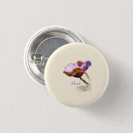 Badge Rond 2,50 Cm Fleurs de rêve rose - Elégant Imaginaire Nature (Devant & derrière)