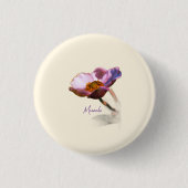 Badge Rond 2,50 Cm Fleurs de rêve rose - Elégant Imaginaire Nature (Devant)