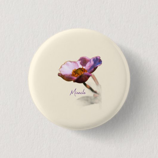 Badge Rond 2,50 Cm Fleurs de rêve rose - Elégant Imaginaire Nature (Devant)