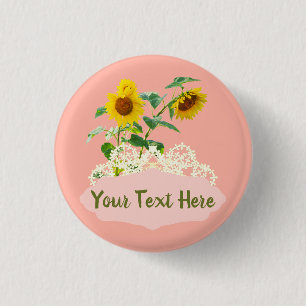 Badge Rond 2,50 Cm Fleurs de soleil douces personnalisées