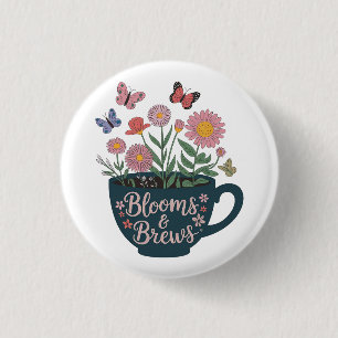 Badge Rond 2,50 Cm Fleurs et brasseries Conception - Graphique floral