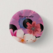 Badge Rond 2,50 Cm Fleurs et vinyle (Devant)