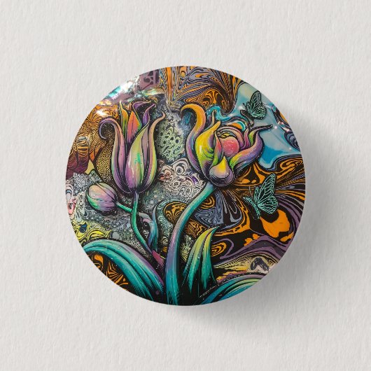 Badge Rond 2,50 Cm Fleurs Mandala (Devant)