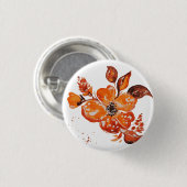 Badge Rond 2,50 Cm Fleurs orange d'aquarelle (Devant & derrière)