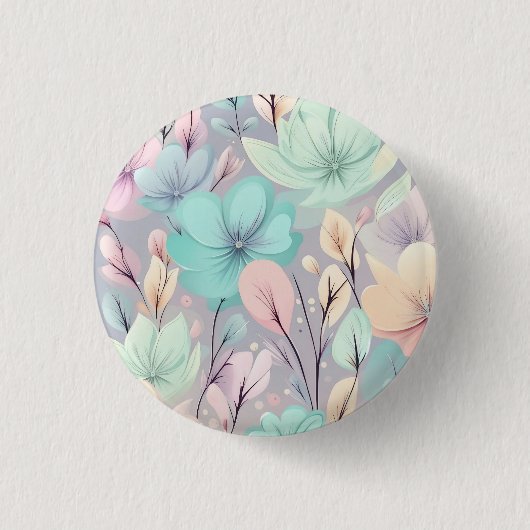 Badge Rond 2,50 Cm Fleurs pastel et Feuilles sur Arrière - plan viole (Devant)
