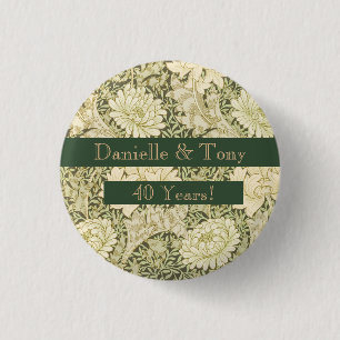 Badge Rond 2,50 Cm Fleurs pour les 40 ans de mariage