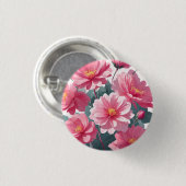 Badge Rond 2,50 Cm Fleurs roses (Devant & derrière)