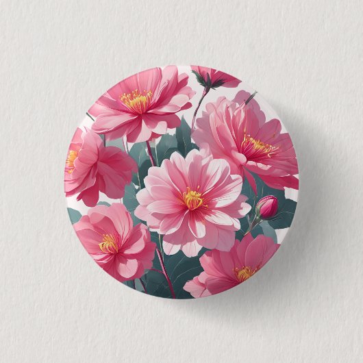 Badge Rond 2,50 Cm Fleurs roses (Devant)