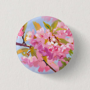 Badge Rond 2,50 Cm Fleurs roses