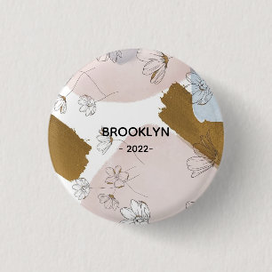 Badge Rond 2,50 Cm Fleurs roses modernes