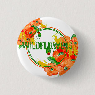 Badge Rond 2,50 Cm Fleurs sauvages aquarelle