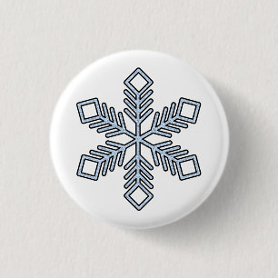 Badge Rond 2,50 Cm Flocon de neige pailleté - Branches bleu bébé