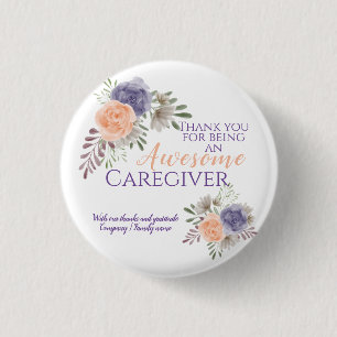 Badge Rond 2,50 Cm Floral Awesome Caregiver Appreciation