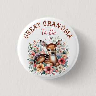 Badge Rond 2,50 Cm Floral Baby Deer Joy Grand Baby shower grand-mèr