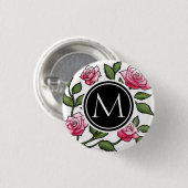 Badge Rond 2,50 Cm Floral élégant et monogramme (Devant & derrière)