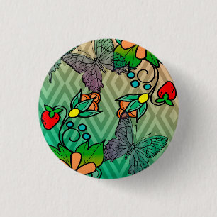 Badge Rond 2,50 Cm floral et butterflys