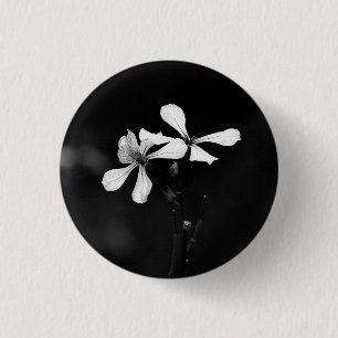 Badge Rond 2,50 Cm floral noir et blanc minimaliste