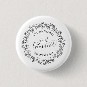 Badge Rond 2,50 Cm Floral personnalisé juste marié Bouton de la br